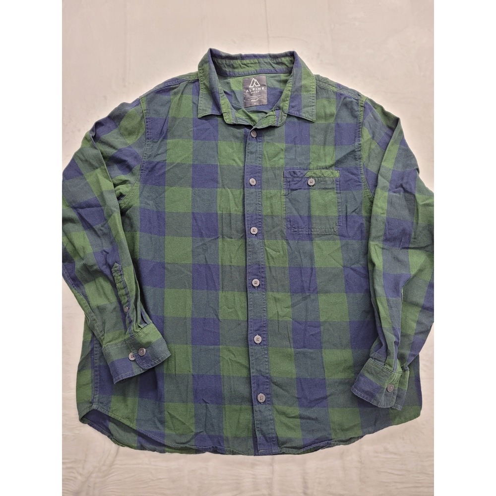 Alpine Design Flannel Shirt Mens XL Green Navy‎ Blue Buffalo Check